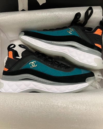 Chanel Black Wmns Calfskin and Nylon Sneaker