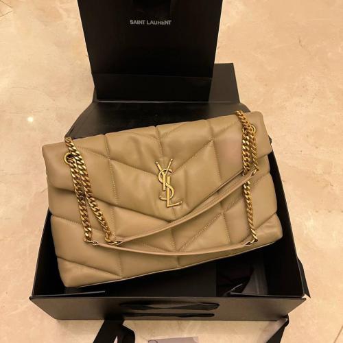 YSL Lulu small bag in goatskin with puff quilted d...