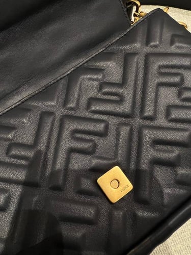 Fendi Black FF pattern canvas bag