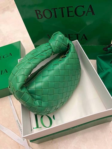 Botte Veneta Green Intrecciato Leather Mini Jodie...