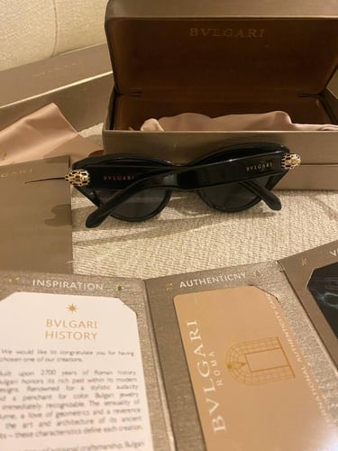BVLGARI – Serpenti Sunglasses (Black / Gold Temple...