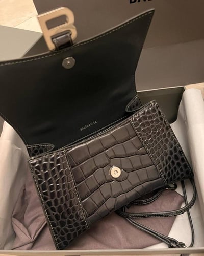 Balenc Hourglass XS bag with crocodile-effect calf...