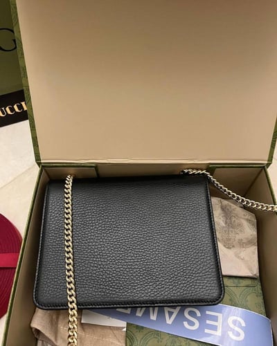 Gucci Black Leather Dollar Interlocking G Crossbod...