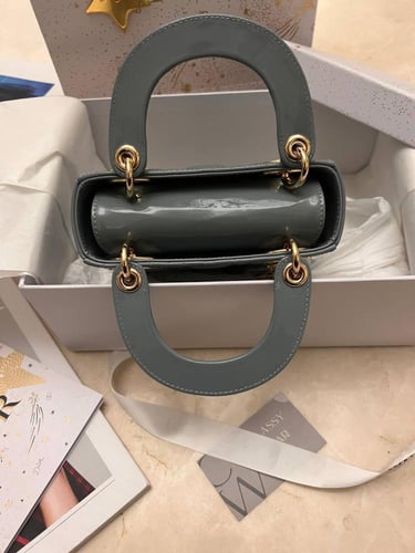 Dior Grey Cannage Leather mini Lady Dior Tote