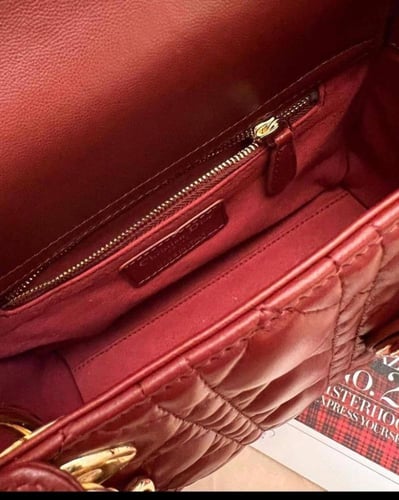 Dior burgundy Leather Lady Small Bag