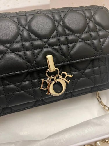 Dior Black Lambskin Cannage My Dior Top Handle Bag