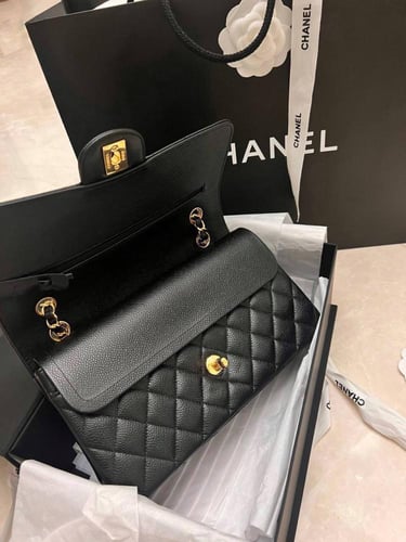 Chanel Classic Small Double Flap Bag in Black Quil...