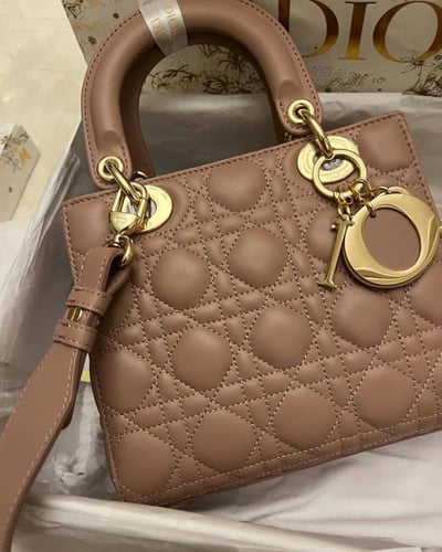 Dior Brown Cannage Leather small Lady Dior Tote