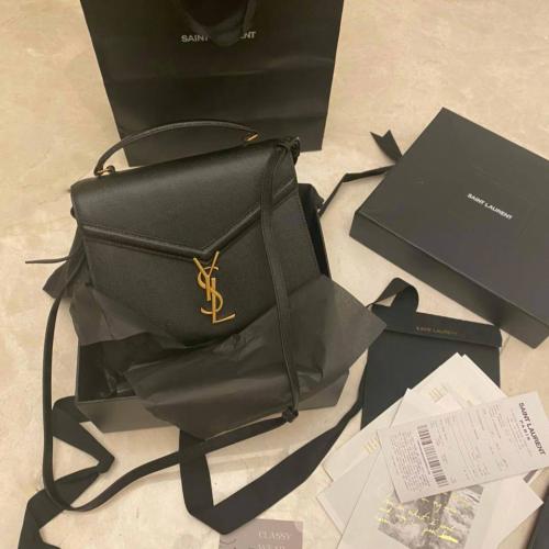 YSL Gray Leather Cassandra Top Handle Bag