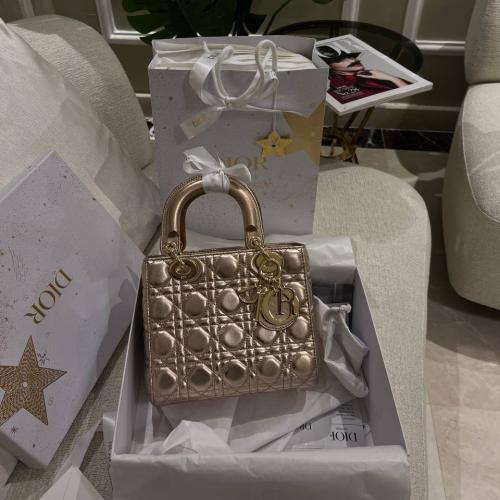 Dior Lady Dior small Sable Studded Leather Handbag