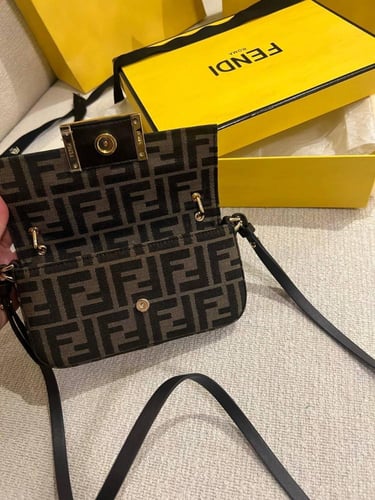 Fendi Brown jacquard bag with FF print