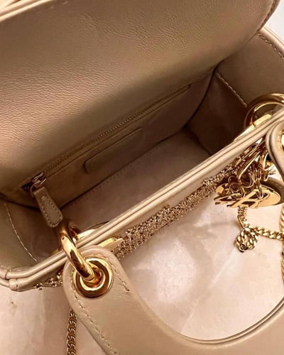 Dior Lady Dior Mini Handbag in Shiny Leather