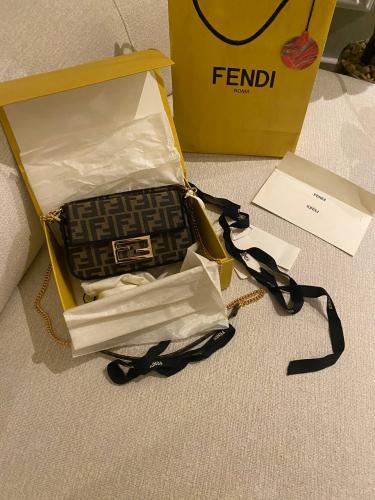 Fendi Baguette mini bag Jacquard bag with FF label...