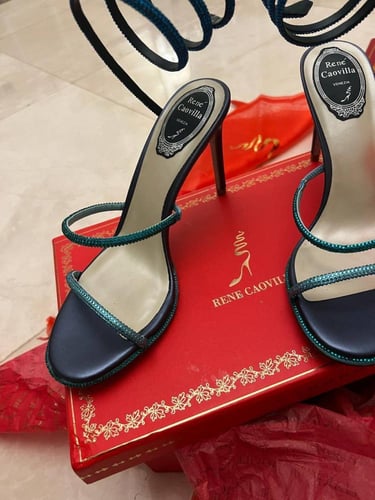 Cleo suede heels- blue