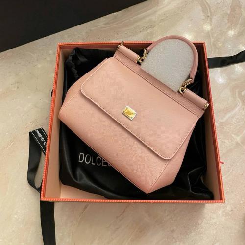 DG Miss Sicily black leather small top handle bag