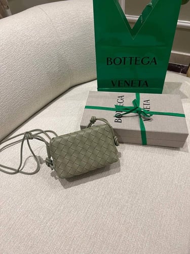 Botte Mini Cross Loop Camera Bag in Braided Leathe...