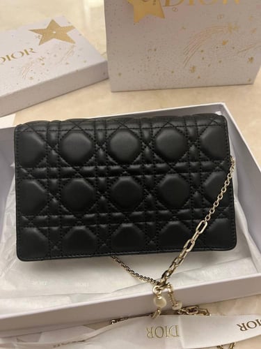 Dior Black Lambskin Cannage My Dior Top Handle Bag