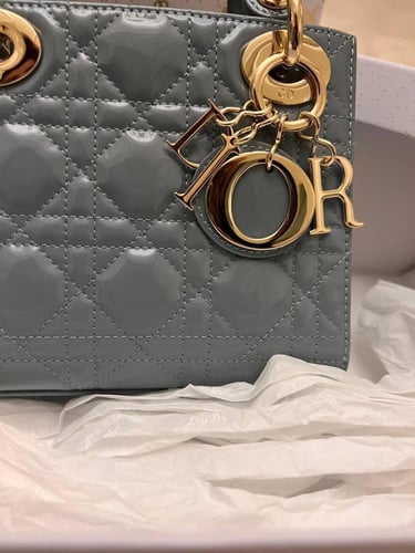 Dior Grey Cannage Leather mini Lady Dior Tote