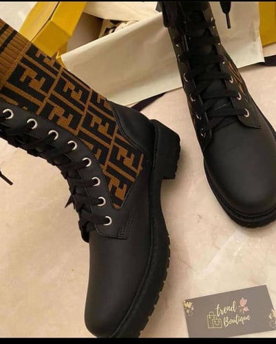 Fendi Black/Brown Fabric and Leather Rockoko Comba...