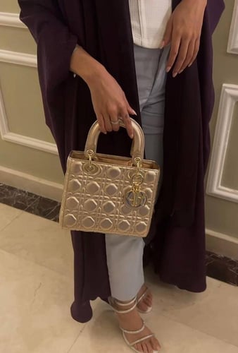 Dior Lady Dior small Sable Studded Leather Handbag