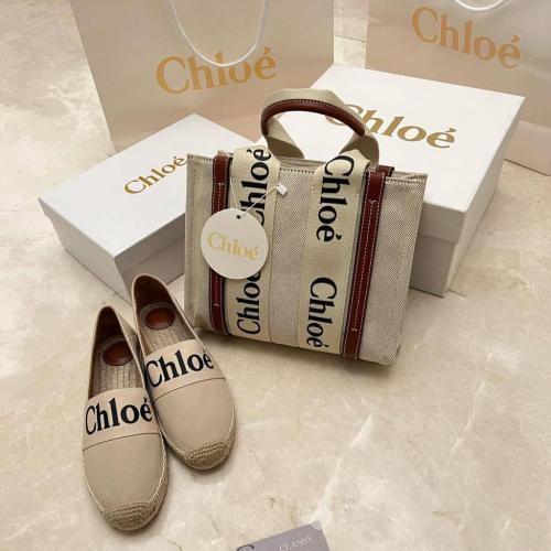 Chloé Woody Logo Espadrilles in Canvas