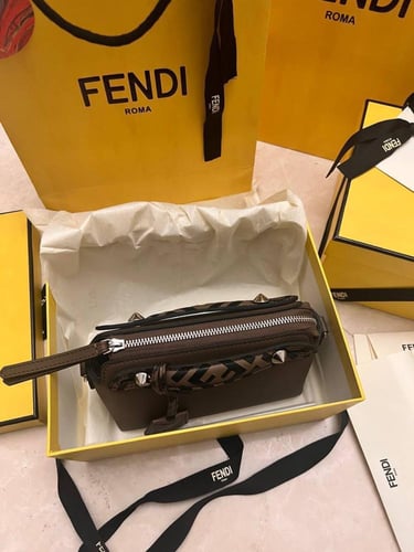 Fendi Brown Leather Mini Kan I Shoulder Bag