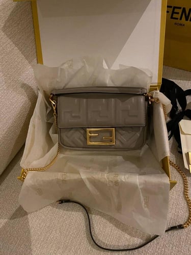 Fendi Baguette mini bag Jacquard bag with FF label...