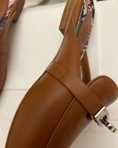 Hermes Brown Leather Oz Mules