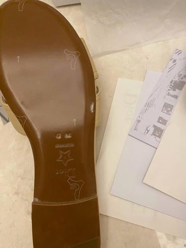 Dior Beige Leather 30 Montaigne Slide Sandals