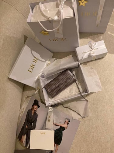 Dior Elegant Evening Clutch – Metallic Silver