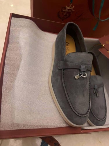 Loro Piana Black Suede Summer Charms Walk Loafers