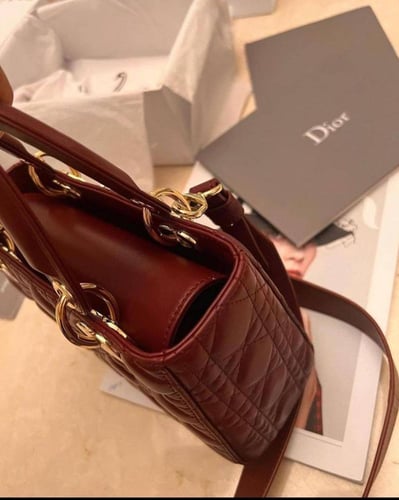 Dior burgundy Leather Lady Small Bag