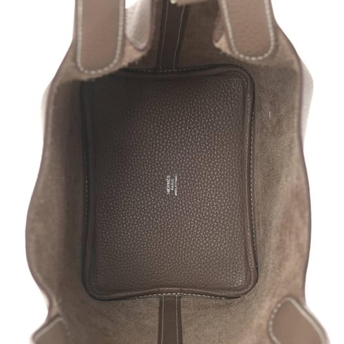Hermes Etoupe Gray Taurillon Clemence Leather Pico...
