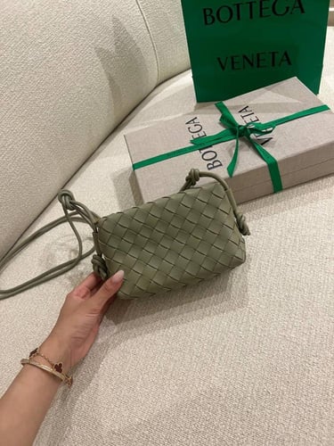 Botte Mini Cross Loop Camera Bag in Braided Leathe...