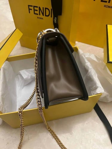 Fendi Brown Leather Mini Kan I Shoulder Bag