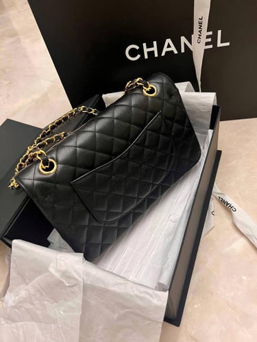 Chanel Classic Small Double Flap Bag in Black Quil...