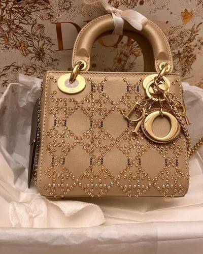 Dior Lady Dior Mini Handbag in Shiny Leather