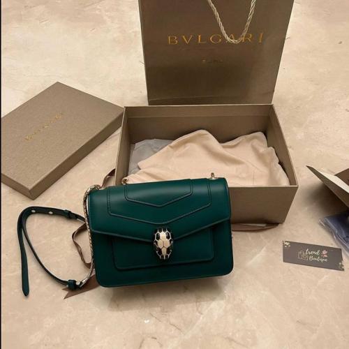 Bvlgari Green Leather Serpenti Forever East West S...