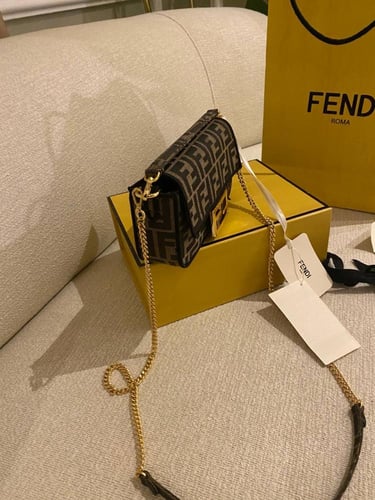Fendi Baguette mini bag Jacquard bag with FF label...