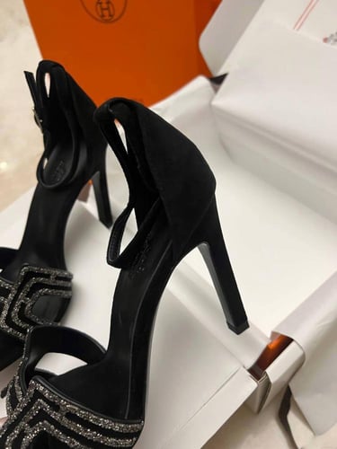 Black Rhinestone and Suede Premiere 70 heels