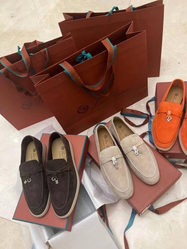 Loro Piana Black Suede Summer Charms Walk Loafers