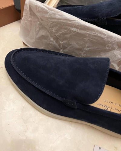 Loro Piana Black Suede Summer Charms Walk Loafers