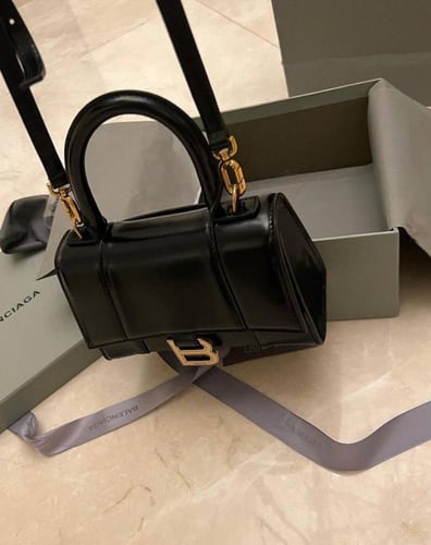 Balenc WOMEN'S HOURGLASS SMALL HANDBAG BOX IN BLAC...