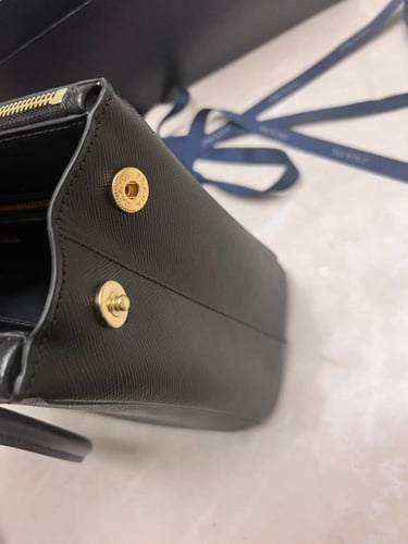 Prada Black Saffiano Lux Leather Small Double Zip...