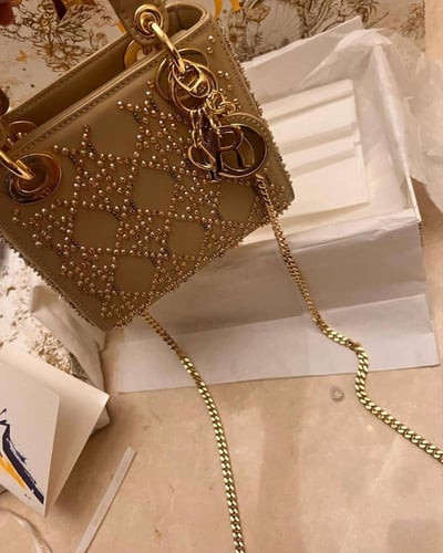 Dior Lady Dior Mini Handbag in Shiny Leather