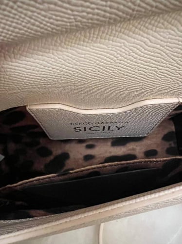 DG Mini Miss Sicily Crossbody Bag in Beige Leather