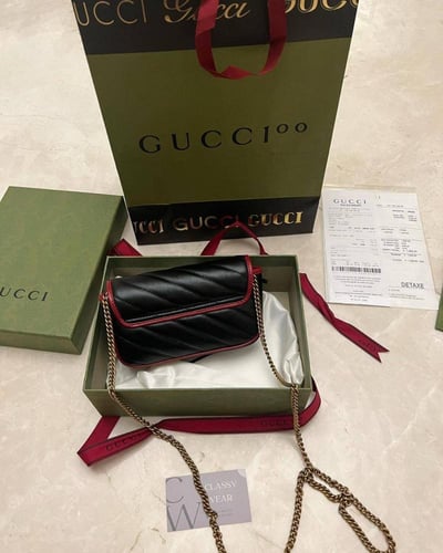 Gucci Torchon Super Mini GG Marmont Black/Red Matt...