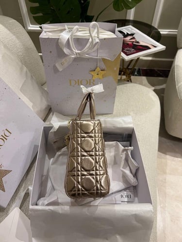 Dior Lady Dior small Sable Studded Leather Handbag