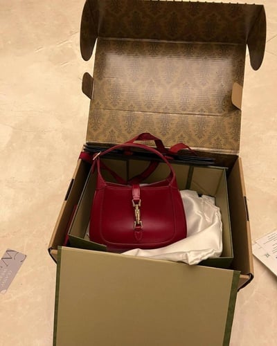 Gucci Red Leather Jackie 1961 Shoulder Bag