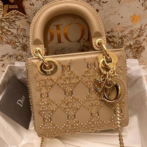 Dior Lady Dior Mini Handbag in Shiny Leather